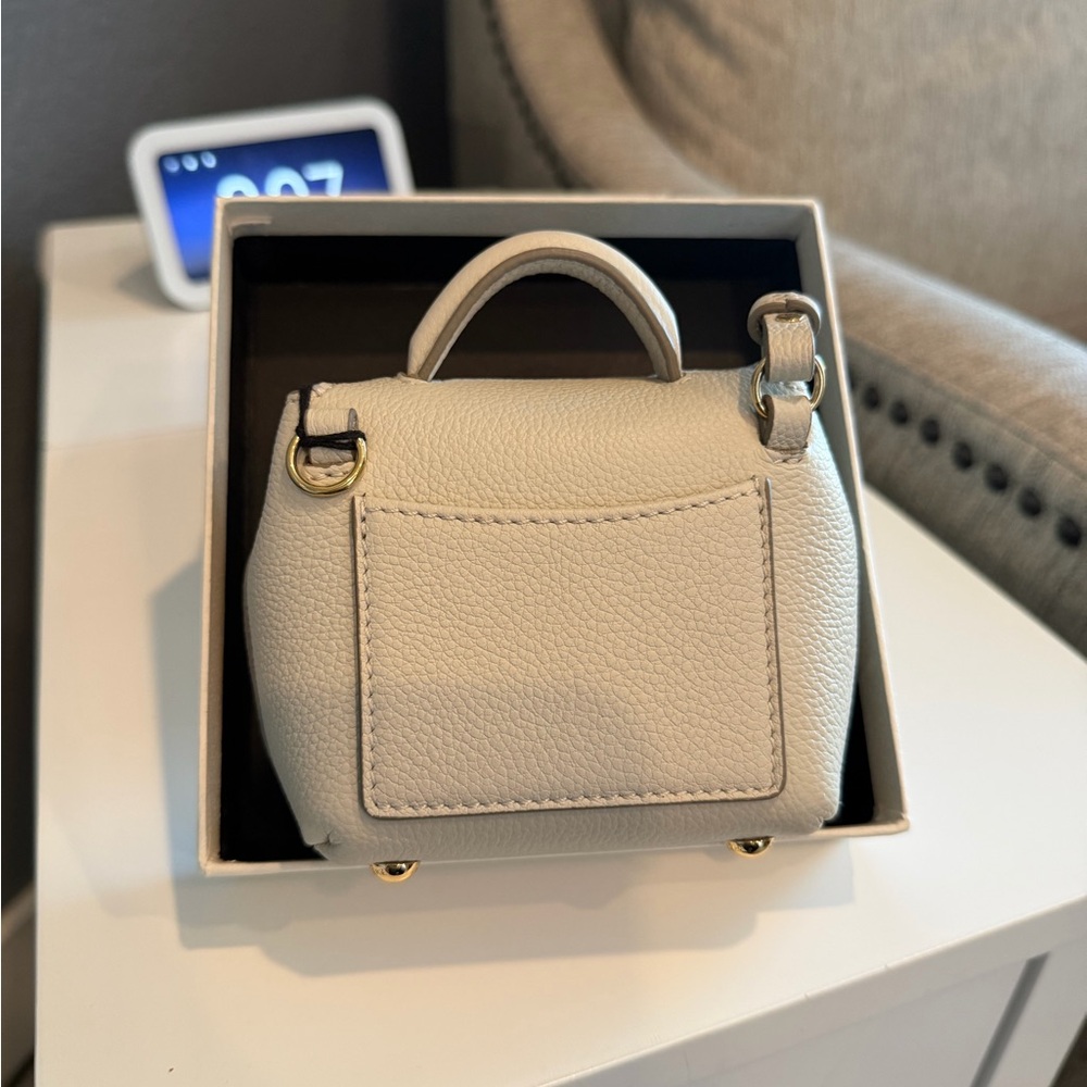 Polène Mini Top-Handle Bag in Cream Pebble Leather - Picture 4 of 7